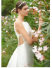 Beaded Bateau Neck Ivory Satin Cutout Wedding Dress